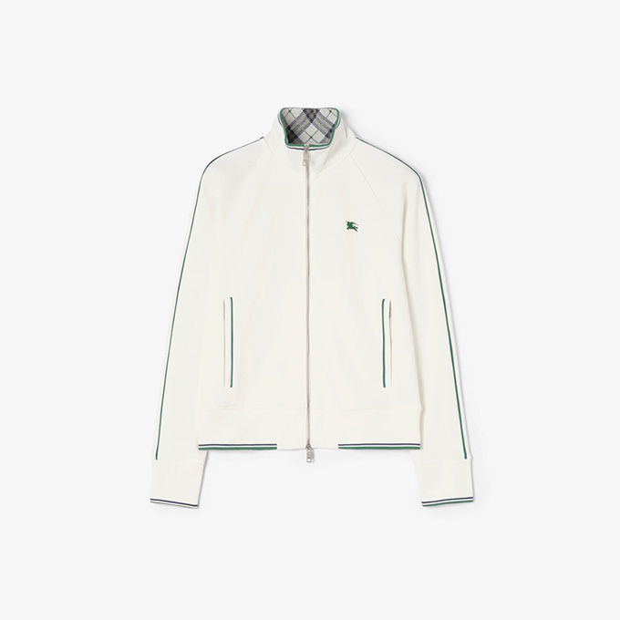 burberry green piping stand collar tennis zip up track jacket